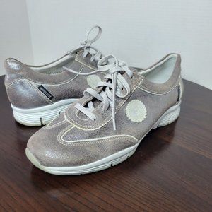 Mephisto Yael Size 8 Dark Taupe Metallic Leather Lace Up Walking Shoes